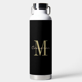 Personalisiertes Schwarz-Gold Monogramm-Geschenk Trinkflasche