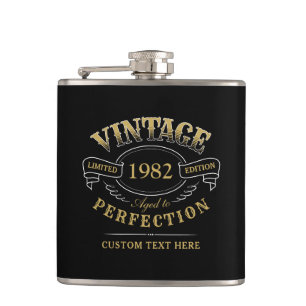 Personalisiertes Schwarz Gold Vintage gereift bis Flachmann