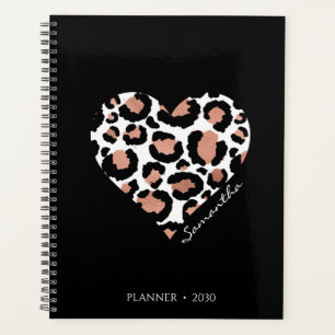 Personalisiertes Schwarz-Leopard-Gepard-Muster Planer