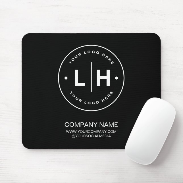 Personalisiertes Schwarz-Modern-Logo Mousepad (Mit Mouse)