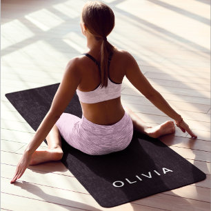 Personalisiertes Schwarz-Name-Monogramm elegant Yogamatte