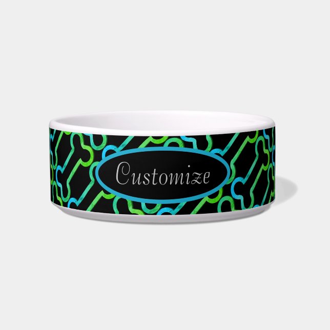 Personalisiertes Schwarz-Neon-Farbenmuster Napf (Vorderseite)