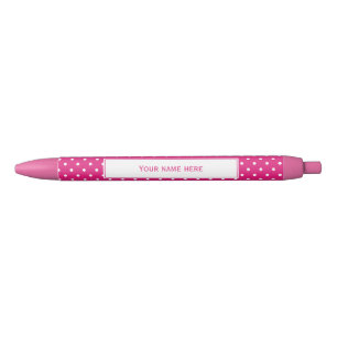 Personalisiertes Schwarz-Rosa-Polka-Dottern-Muster Kugelschreiber