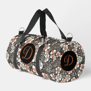 Personalisiertes Schwarz-Rot-Flora-Muster Duffle Bag