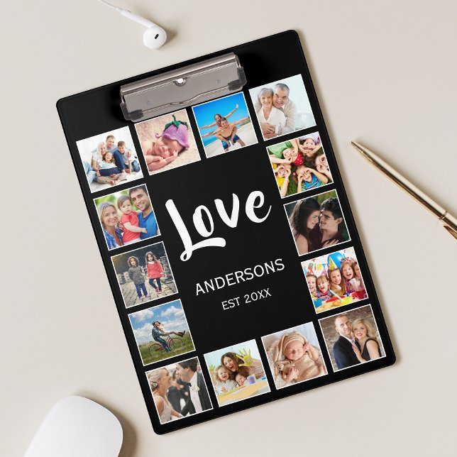 Personalisiertes Schwarz-Schwarz-FotoCollage für b Klemmbrett (Von Creator hochgeladen)