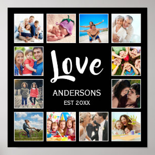 Personalisiertes Schwarz-Schwarz-FotoCollage für b Poster
