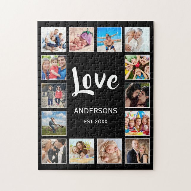 Personalisiertes Schwarz-Schwarz-FotoCollage für b Puzzle (Vertikal)
