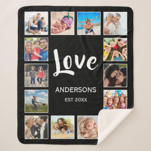 Personalisiertes Schwarz-Schwarz-FotoCollage für b Sherpadecke