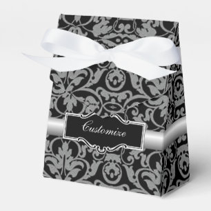 Personalisiertes Schwarz/Silberner Damaskus - Gefä Geschenkschachtel