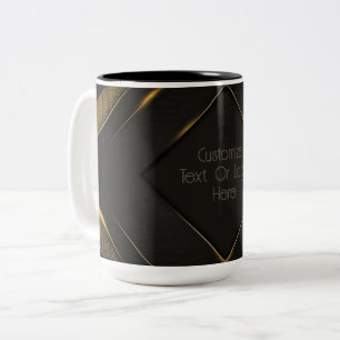 Personalisiertes Schwarz und Gold Zickzack Zweifarbige Tasse