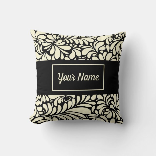Personalisiertes Schwarz-Weiß-Drehkissen Kissen (Vorderseite)