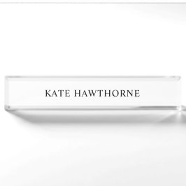 Personalisiertes Schwarz-Weiß Elegantes Minimalist Namensplakette