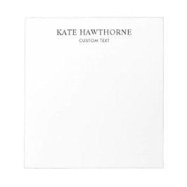 Personalisiertes Schwarz-Weiß Elegantes Minimalist Notizblock