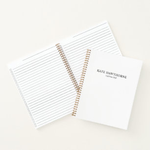 Personalisiertes Schwarz-Weiß Elegantes Minimalist Notizbuch