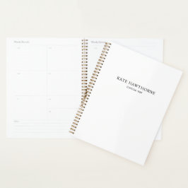 Personalisiertes Schwarz-Weiß Elegantes Minimalist Planer