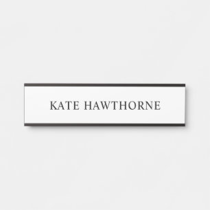 Personalisiertes Schwarz-Weiß Elegantes Minimalist Türschild