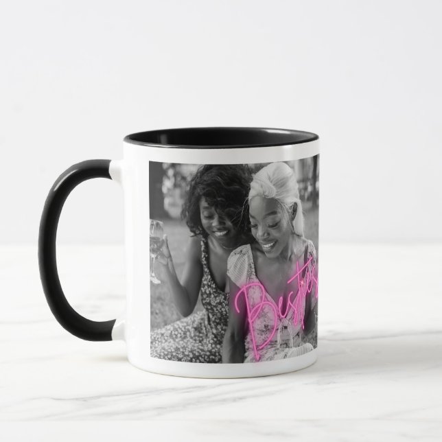 Personalisiertes Schwarz-Weiß-Foto "Besties" Tasse (Links)