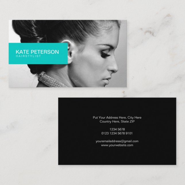 Personalisiertes Schwarz-Weiß-Foto, Tosca Visitenkarte (Vorne/Hinten)