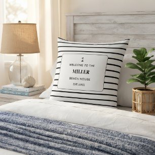 Personalisiertes Schwarz-Weiß-Gestreiftes Outdoor- Kissen