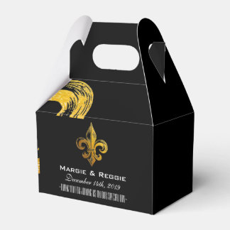 PERSONALISIERTES SCHWARZ WEIß & GOLD FLEUR DE LIS GESCHENKSCHACHTEL