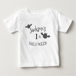 Personalisiertes Schwarz-Weiß-Halloween Baby T-shirt