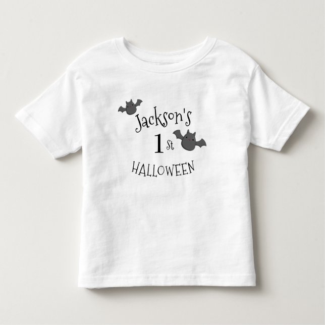 Personalisiertes Schwarz-Weiß-Halloween Kleinkind T-shirt (Vorderseite)
