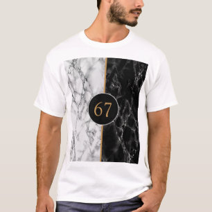 Personalisiertes Schwarz-Weiß-Marmor 67 T-Shirt