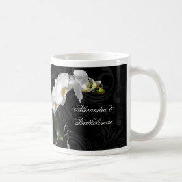 Personalisiertes Schwarz-Weiß-Orchid-Design Tasse