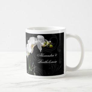 Personalisiertes Schwarz-Weiß-Orchid-Design Tasse