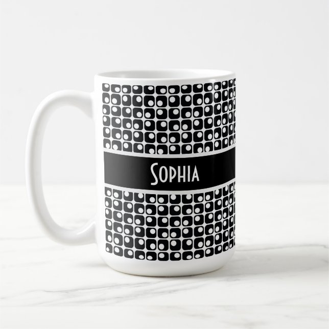 Personalisiertes Schwarz-Weiß-Retro-Muster Tasse (Links)
