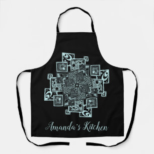 Personalisiertes Schwarz-Weiß-Strickwinkel Schürze