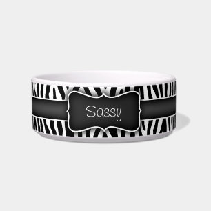 Personalisiertes Schwarz-Weiß-Zebra-Muster Napf
