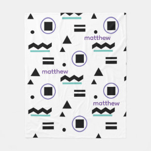 Personalisiertes Schwarz-weißes Blau Lila Fleecedecke