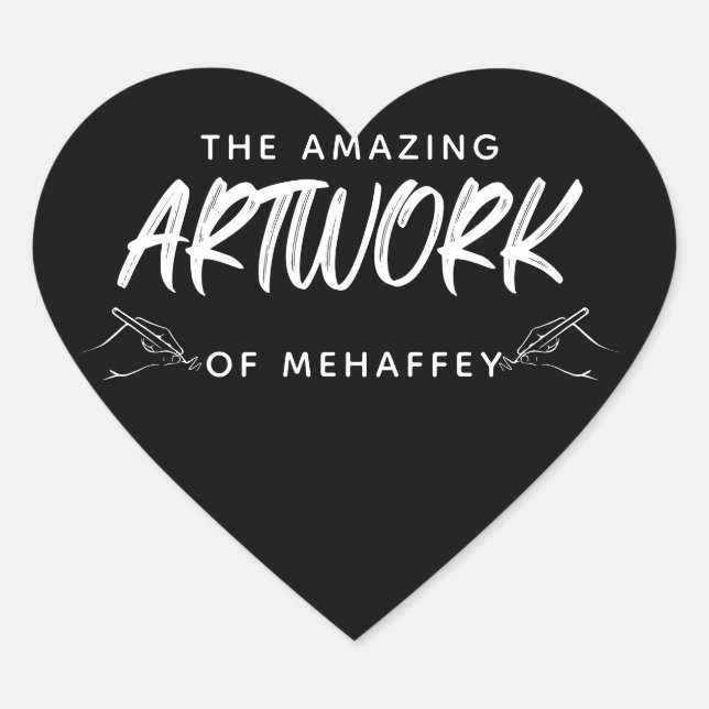 Personalisiertes Schwarz-weißes Kunstwerk Herz-Aufkleber (Vorderseite)