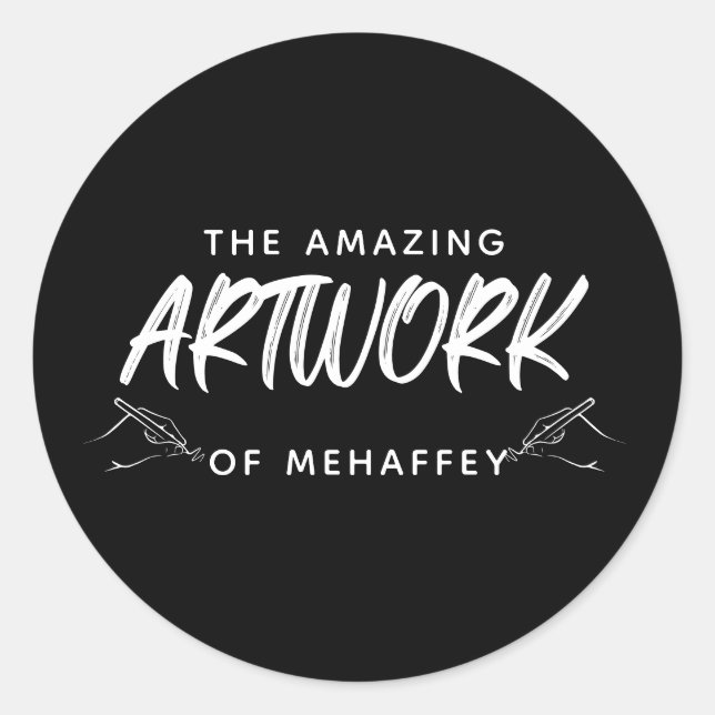 Personalisiertes Schwarz-weißes Kunstwerk Runder Aufkleber (Vorderseite)