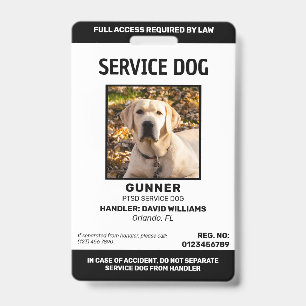 Personalisiertes Schwarz-weißes Service-Dog-Foto Ausweis