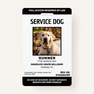 Personalisiertes Schwarz-weißes Service-Dog-Foto Ausweis