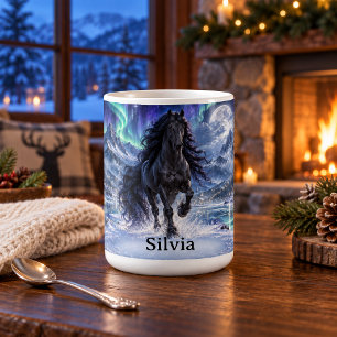 Personalisiertes Schwarzes Andalusisches Pferd Kaffeetasse