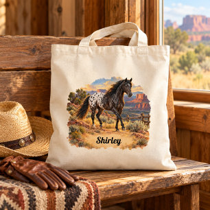 Personalisiertes Schwarzes Appaloosa-Pferd Western Tragetasche