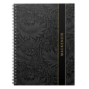 Personalisiertes schwarzes Blumenmuster Notizblock
