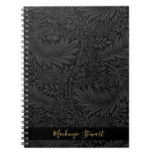 Personalisiertes schwarzes Blumenmuster Notizblock