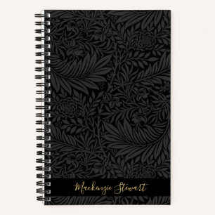Personalisiertes schwarzes Blumenmuster Notizbuch