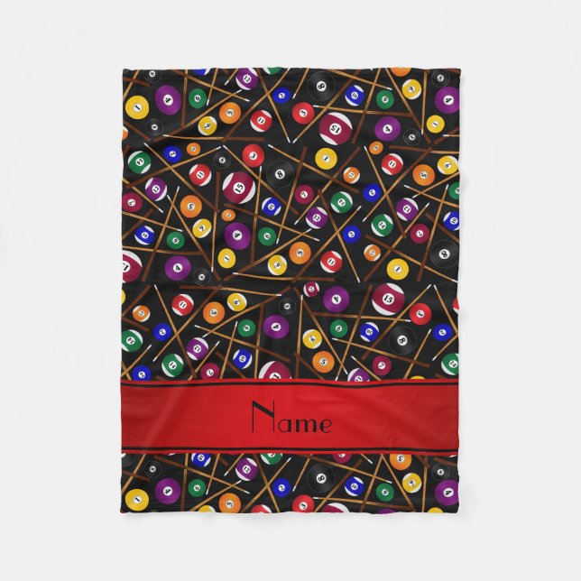 Personalisiertes schwarzes buntes Poolnamensmuster Fleecedecke (Vorderseite)