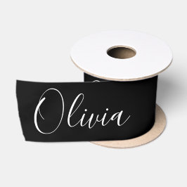 Personalisiertes schwarzes elegantes Namens-Satin Satinband