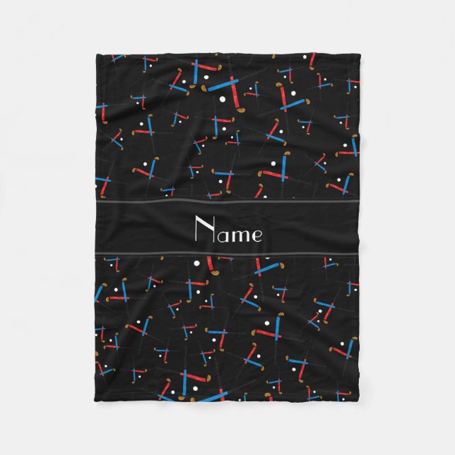 Personalisiertes schwarzes Feldnamenshockey Fleecedecke (Vorderseite)
