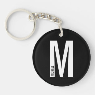 Personalisiertes schwarzes fettgedrucktes Monogram Schlüsselanhänger