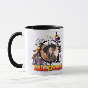 Personalisiertes Schwarzes Foto Halloween Tasse