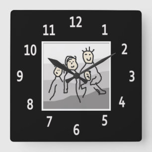 Personalisiertes schwarzes gerahmtes Foto Quadratische Wanduhr