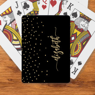 Personalisiertes Schwarzes Gold Elegantes Script C Spielkarten