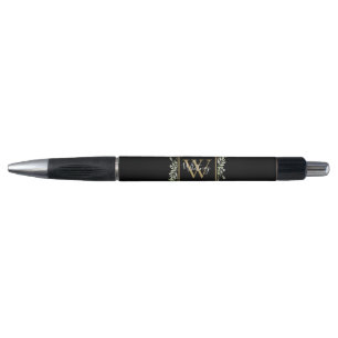 Personalisiertes schwarzes Gold-Monogramm mit Grün Kugelschreiber